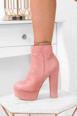 FELICIA - Suede ankle boots with high heel Pink