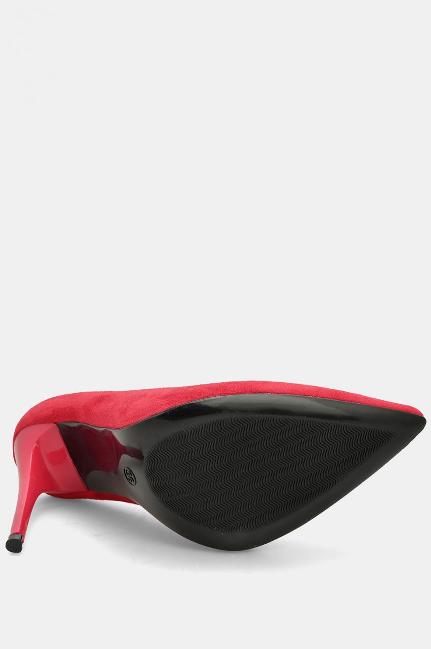 Red suede stiletto heels