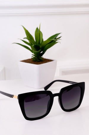 Black thick-frame sunglasses