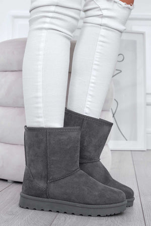 Warm padded grey ankle boots