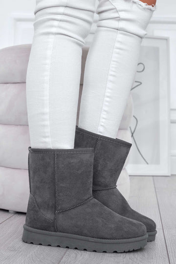 Warm padded grey ankle boots