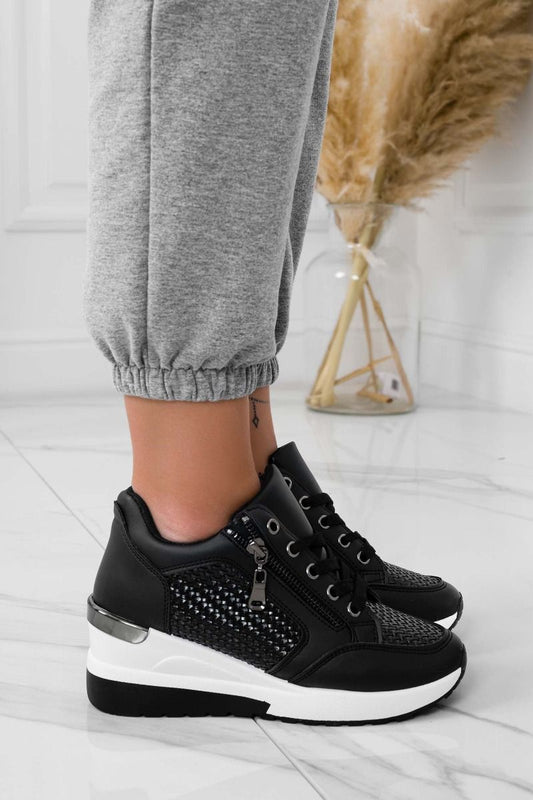 Sneakers nere con zip laterale