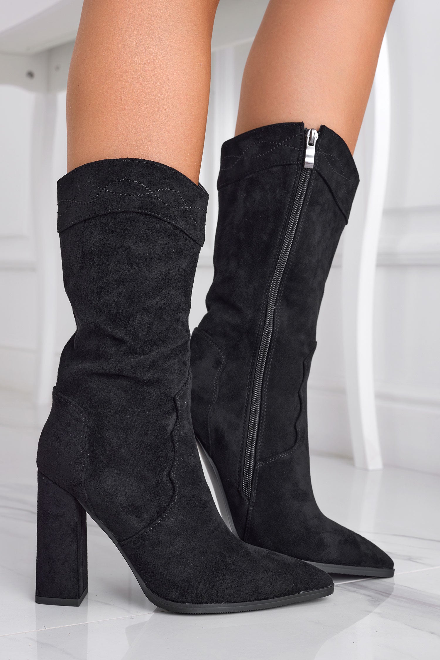 MARGARET - Bottines noires camperos Alexoo avec talon