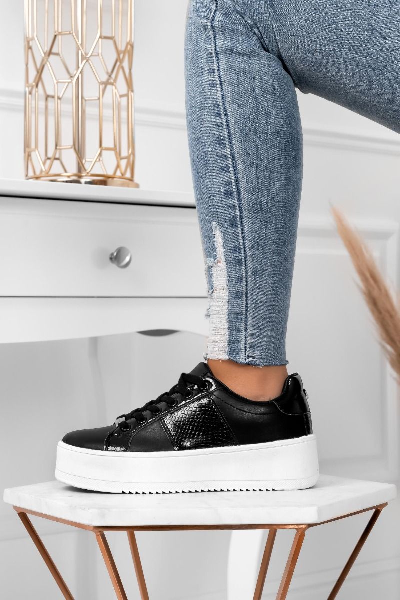 MORENA - Sneakers nere con inserti effetto pitonato