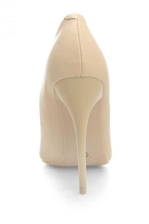 Decolleté in faux leather with stiletto heel - Beige