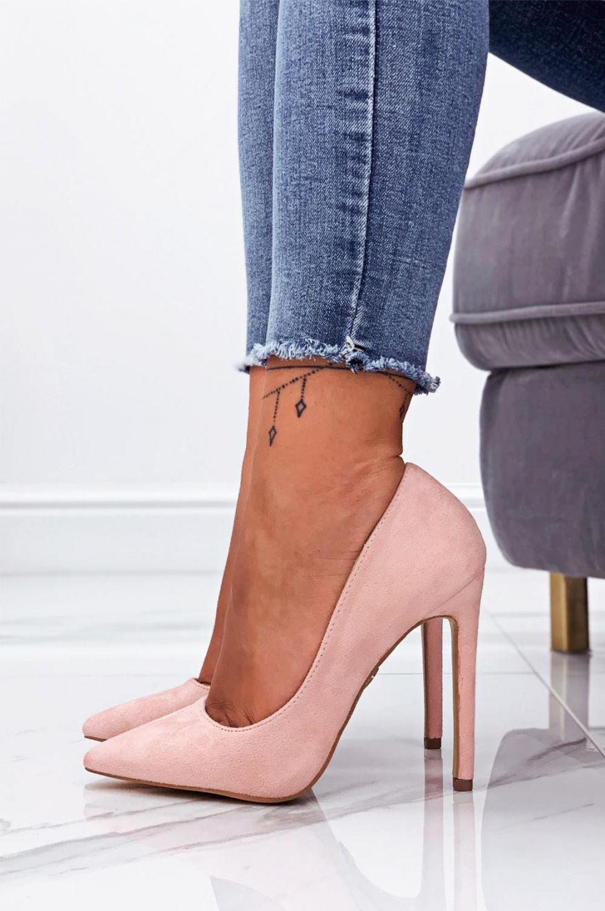 LEXIE - Pink suede pumps with high heel
