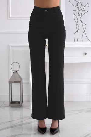 Black flared cotton trousers