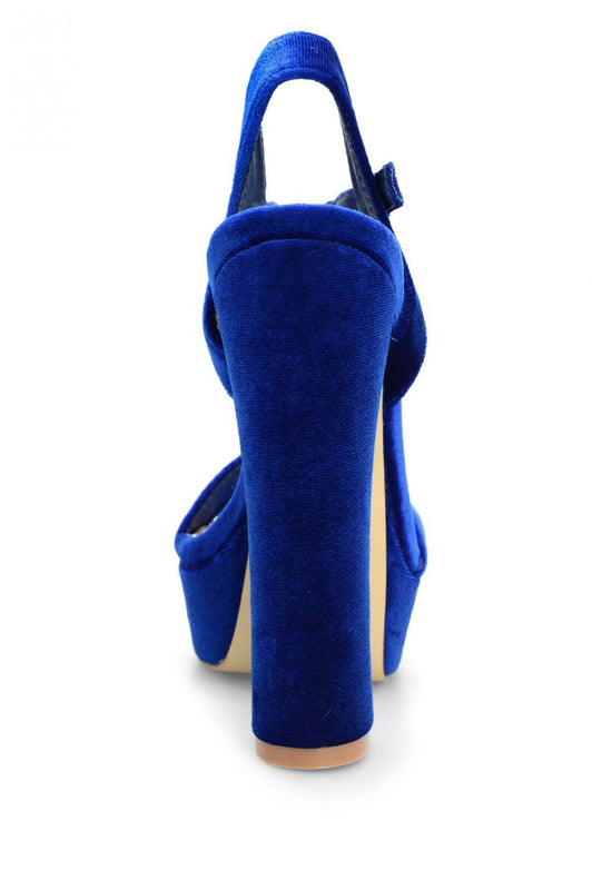 Sandali con tacco alto in velluto Sfera - Blu