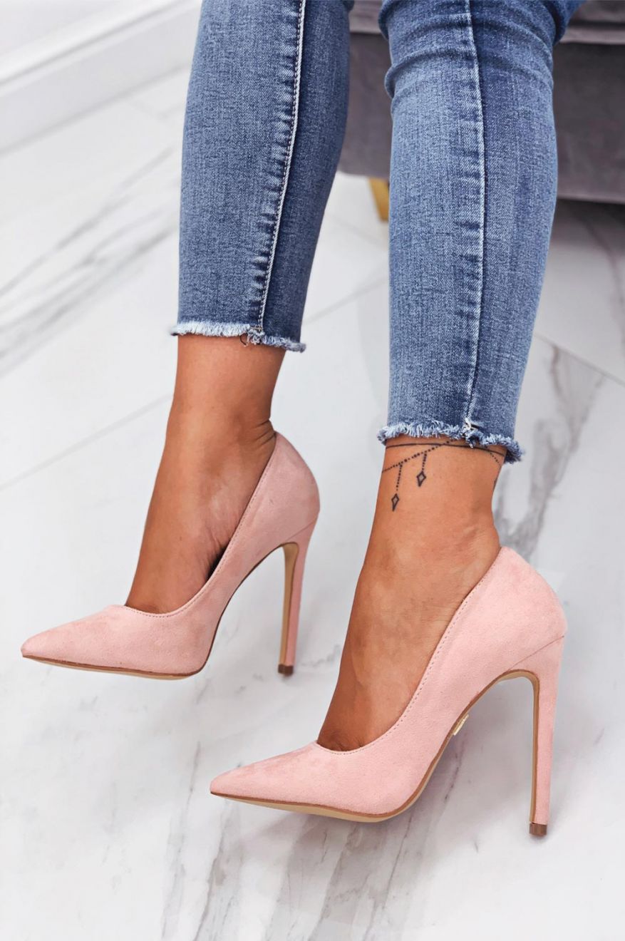 LEXIE - Pink suede pumps with high heel