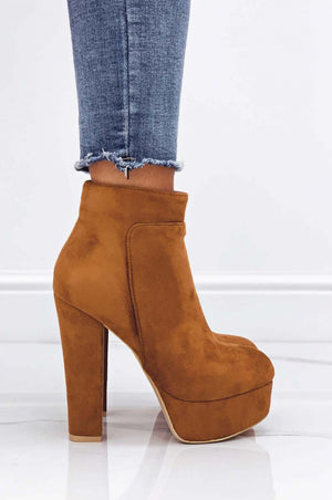 FELICIA - Suede ankle boots with high heel Camel