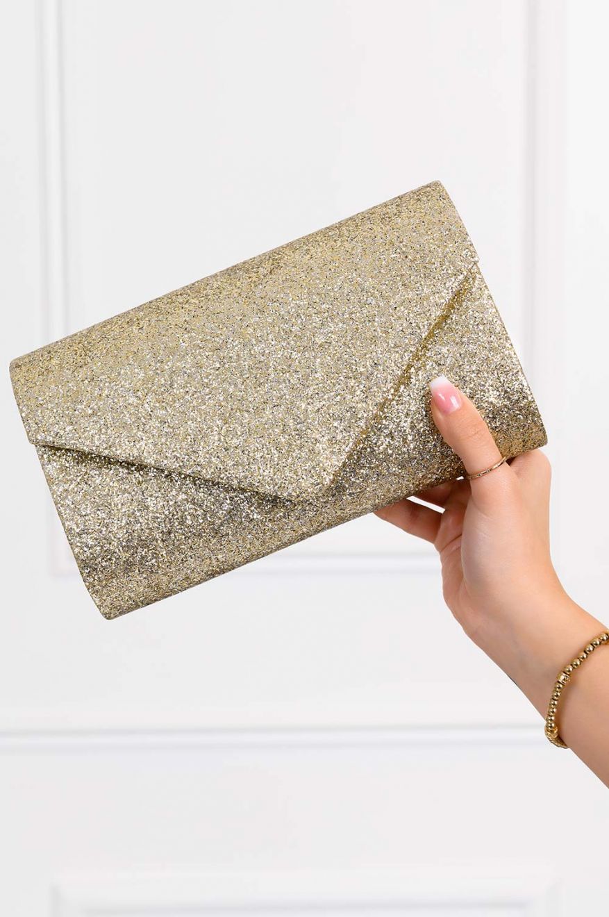 Pochette dorée avec paillettes B203