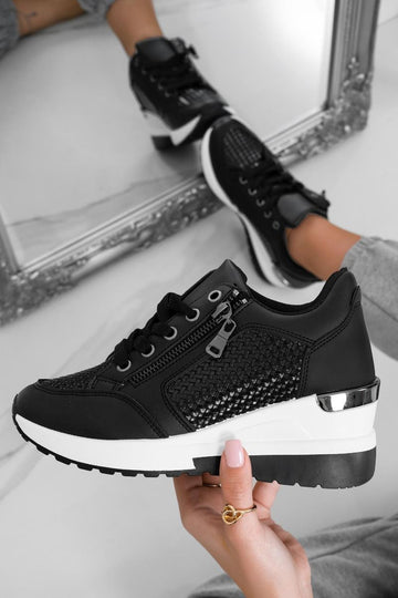 Black sneakers with side zip