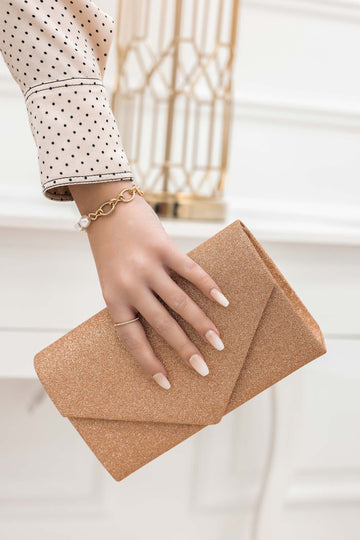 Bag - clutch B204 rose gold with glitter