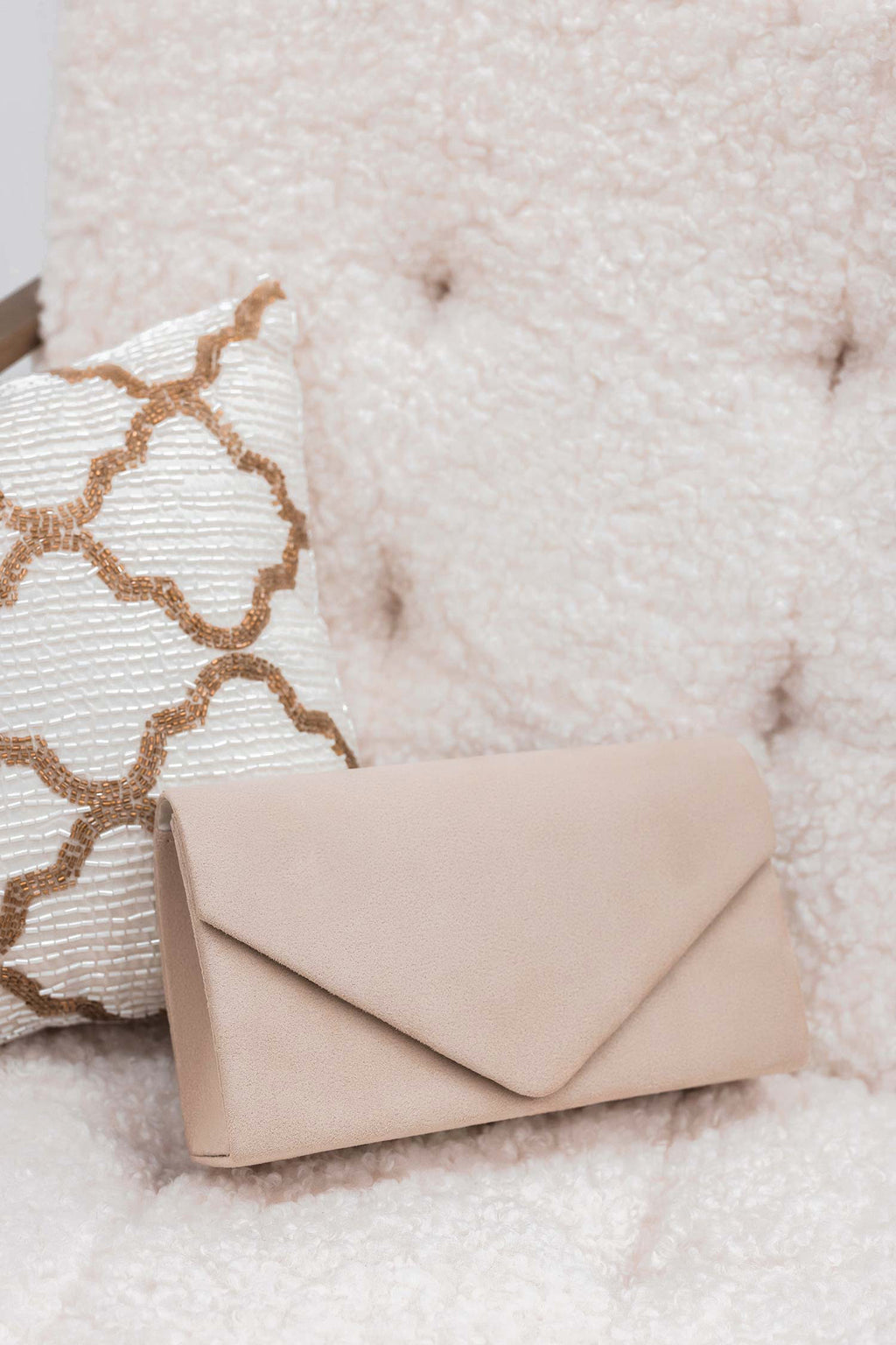 Sac - pochette B205 beige en daim