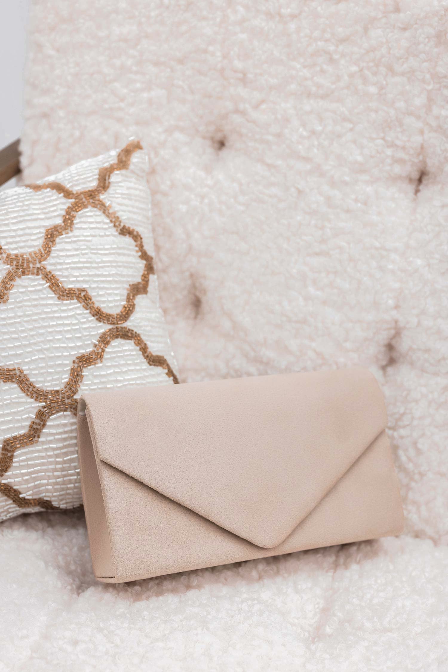 Sac - pochette B205 beige en daim