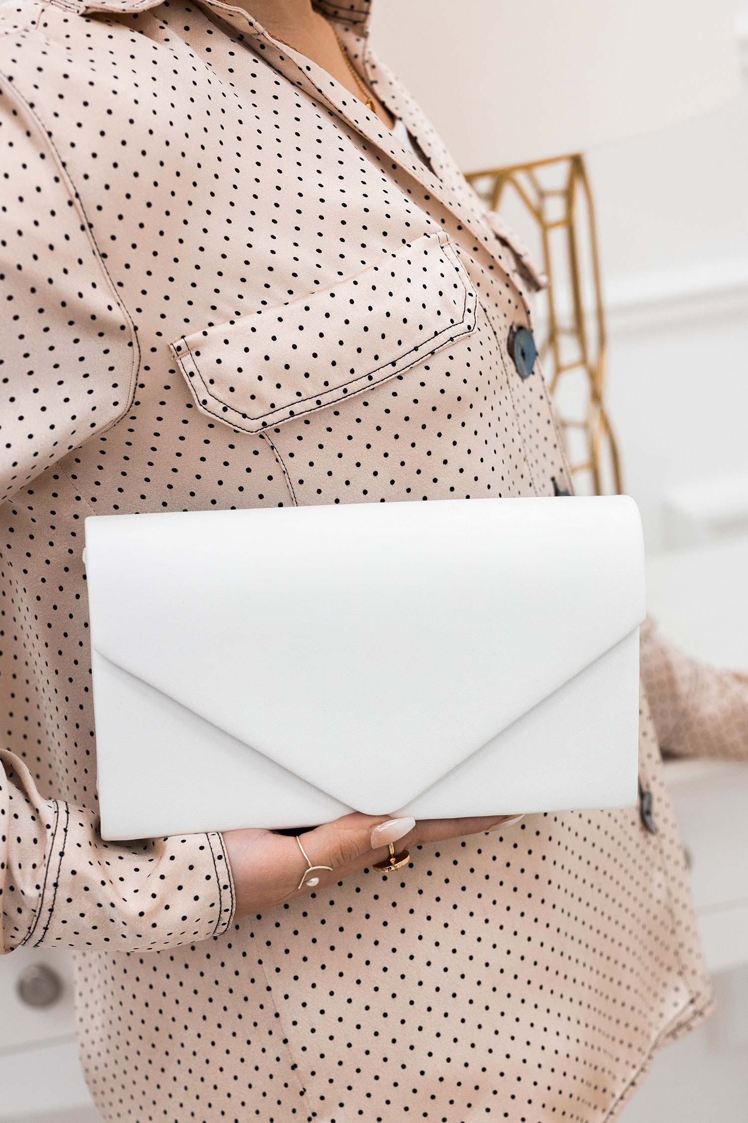 Sac - pochette B205 blanche en simili cuir