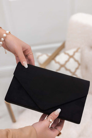 Bag - B205 black suede clutch