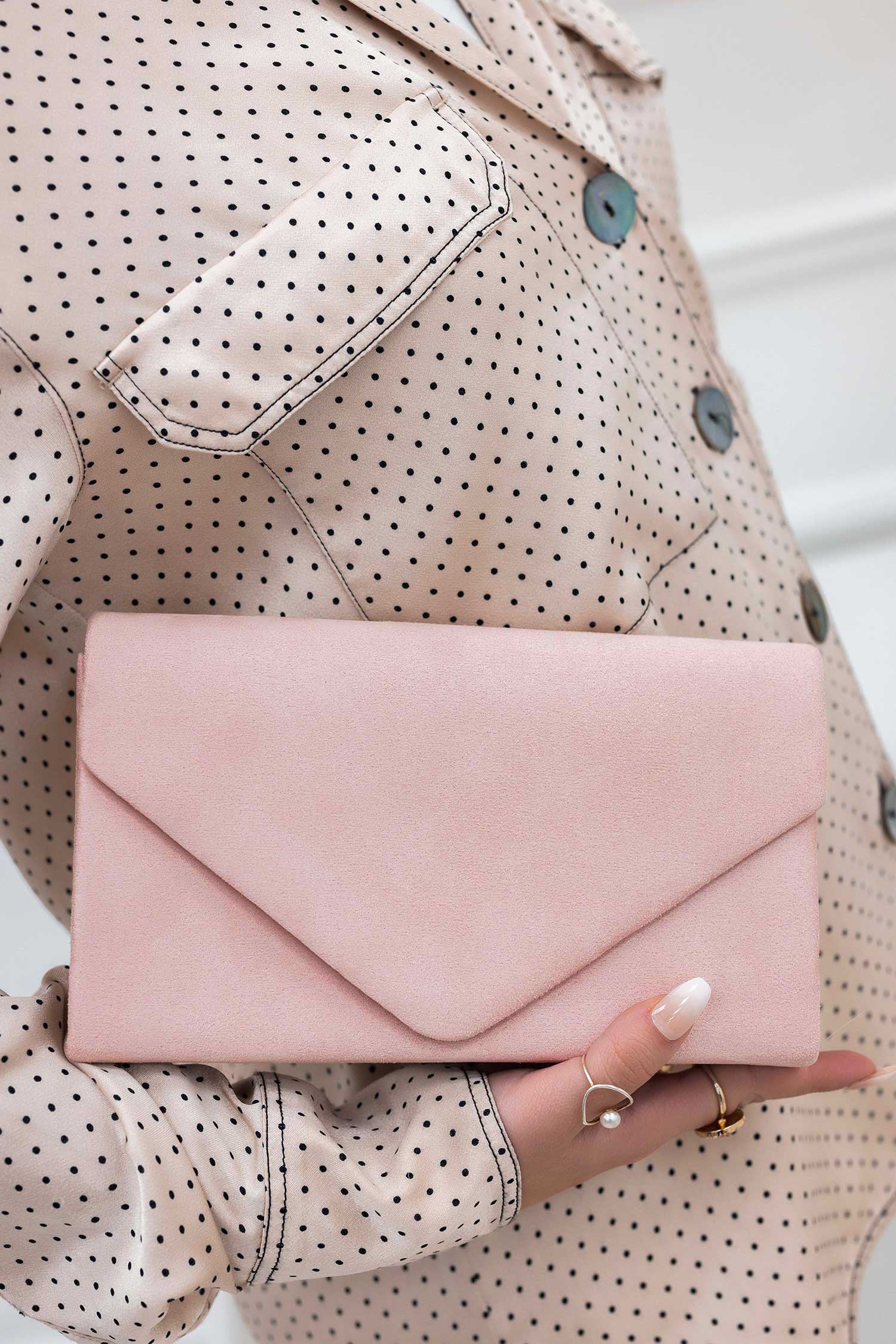 Sac - pochette B205 rose en daim