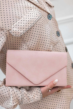 Bag - B205 pink suede clutch