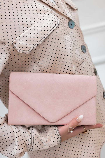 Bag - B205 pink suede clutch