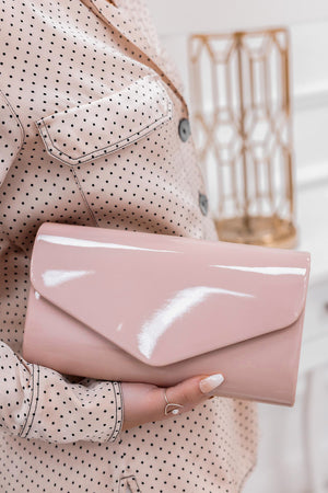 Bag - B206 pink patent leather clutch