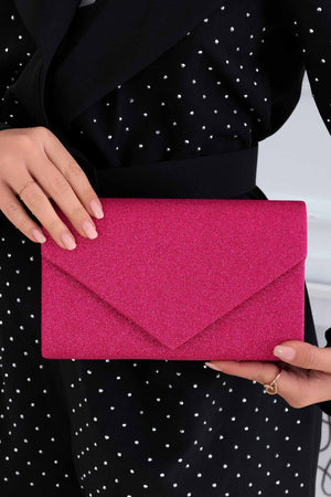 B204 fuchsia clutch bag with glitter