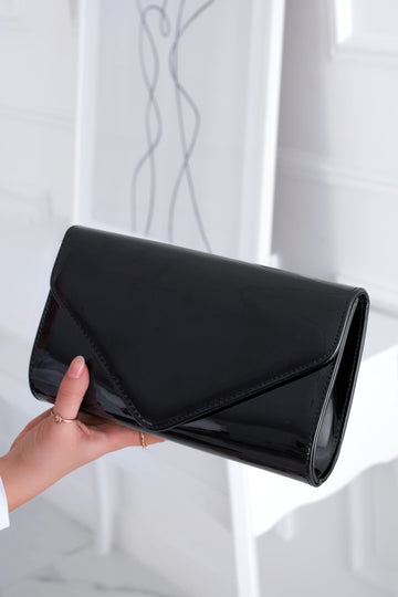 Black patent leather B206 clutch bag