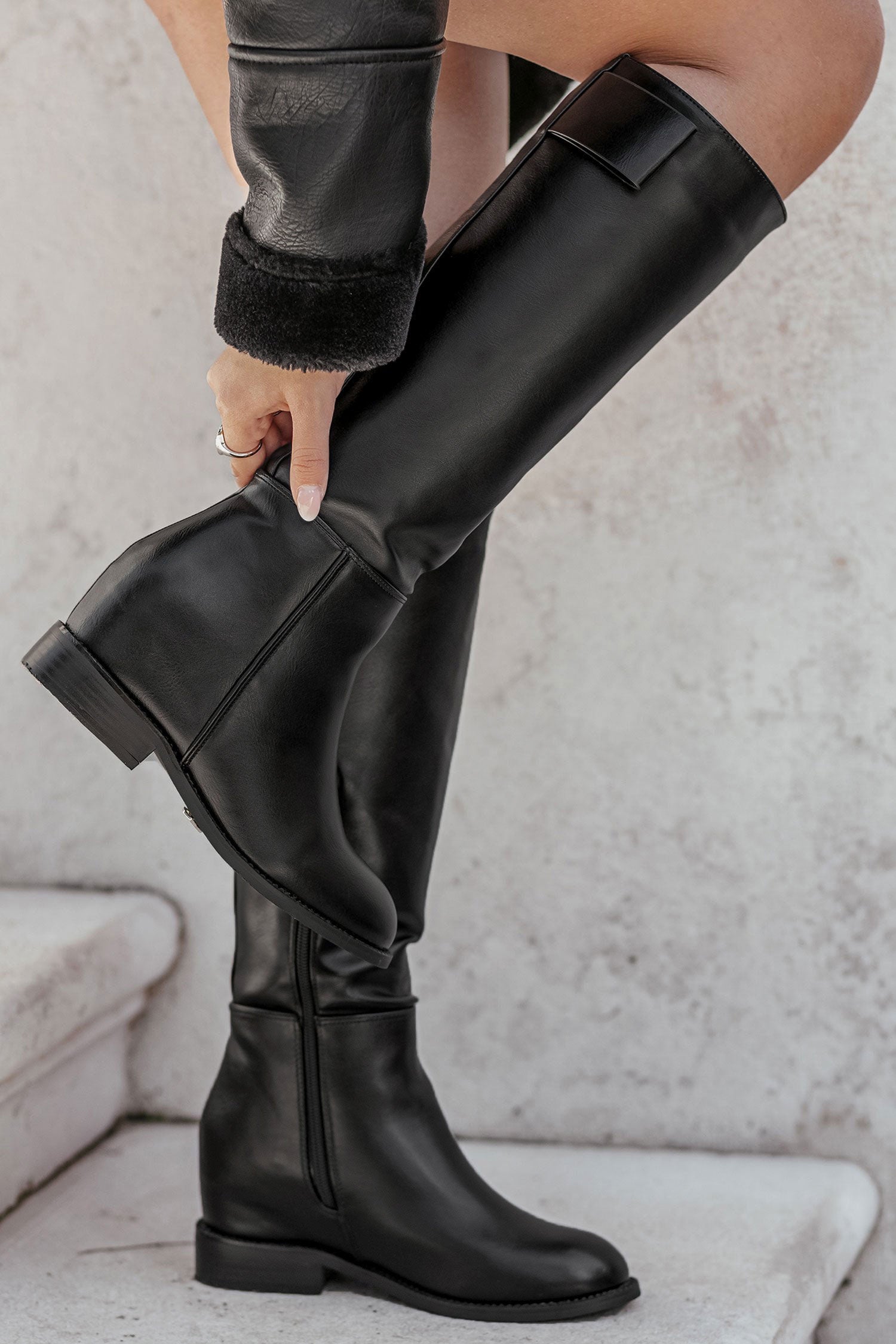 Black Alexoo boots with internal wedge