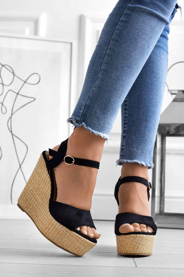 DAKOTA - Black Alexoo wedge sandals
