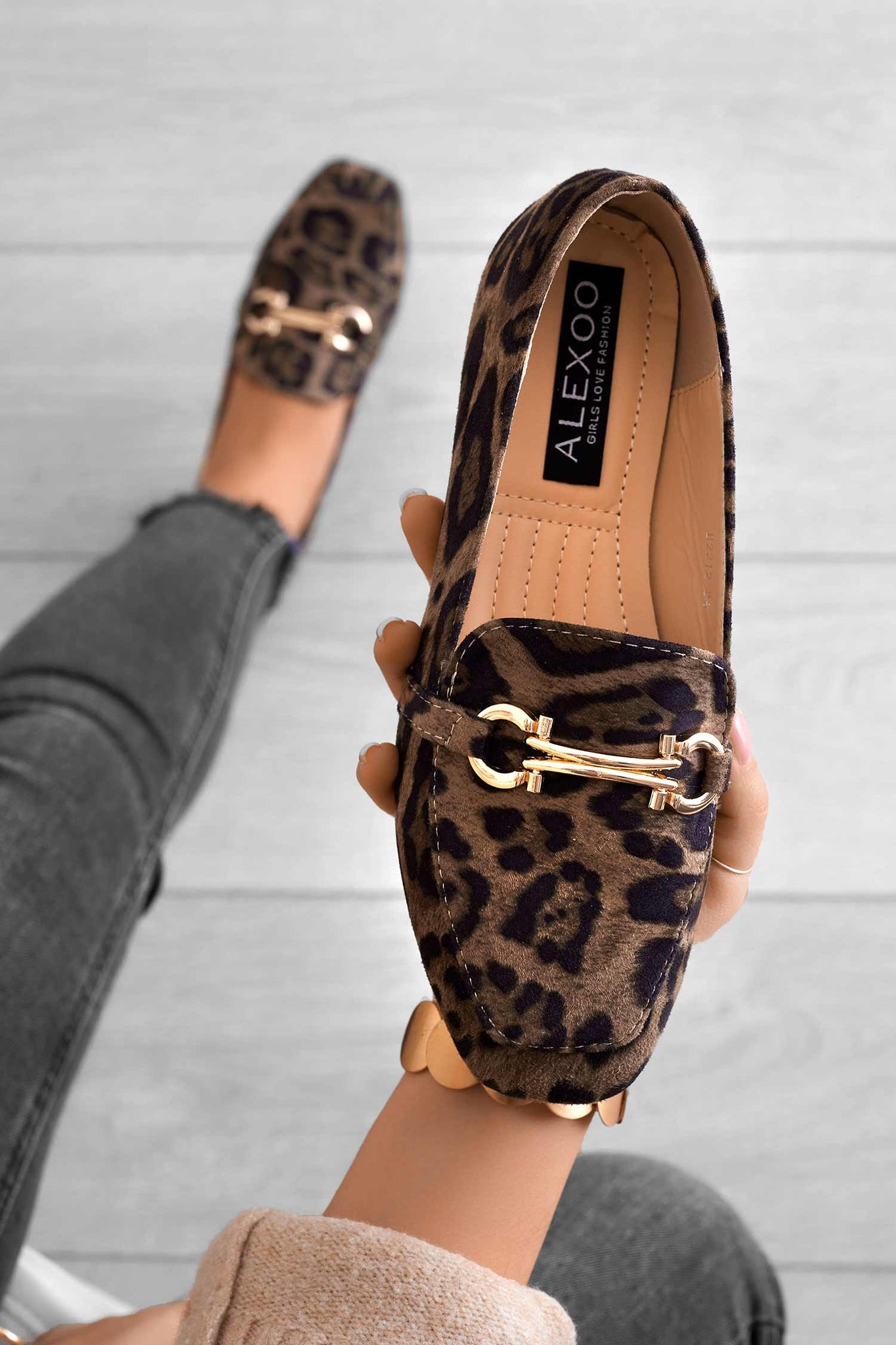 GAETANA - Leopard print loafers with gold buckle