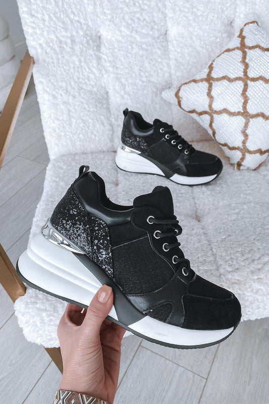 HILDA - Sneakers nere con retro glitter
