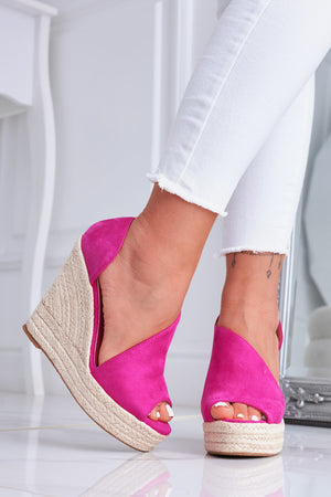 JOLIE - Fuchsia espadrille sandals by Alexoo with rope wedge