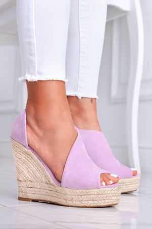 JOLIE - Alexoo lilac espadrille sandals with rope wedge