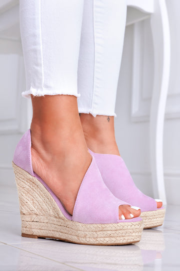 JOLIE - Alexoo lilac espadrille sandals with rope wedge