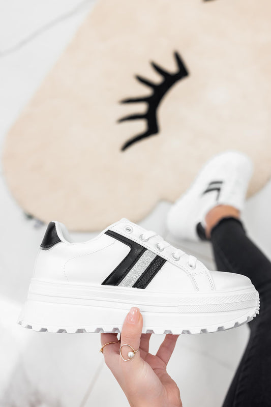 ROSY - Sneakers bianche con inserti neri e glitter