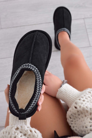 SEAL - Black semi-closed padded slippers