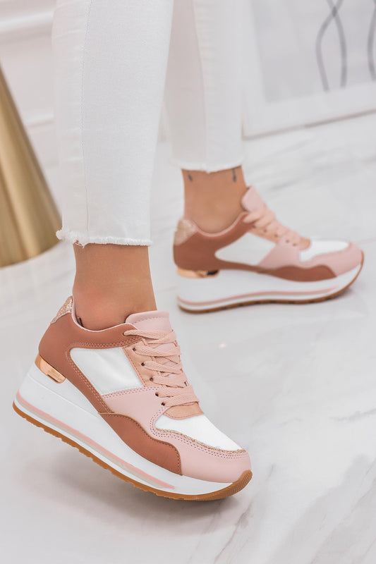 SENDY - Sneakers con pannelli a contrasto rosa e glitter
