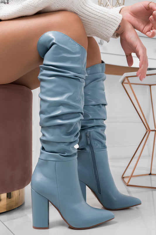 SHEILA - Stivali azzurri in finta pelle con tacco alto