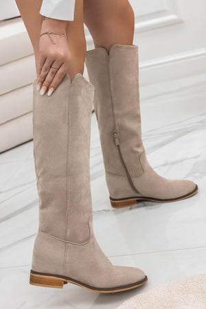 Suede mud boots with internal wedge