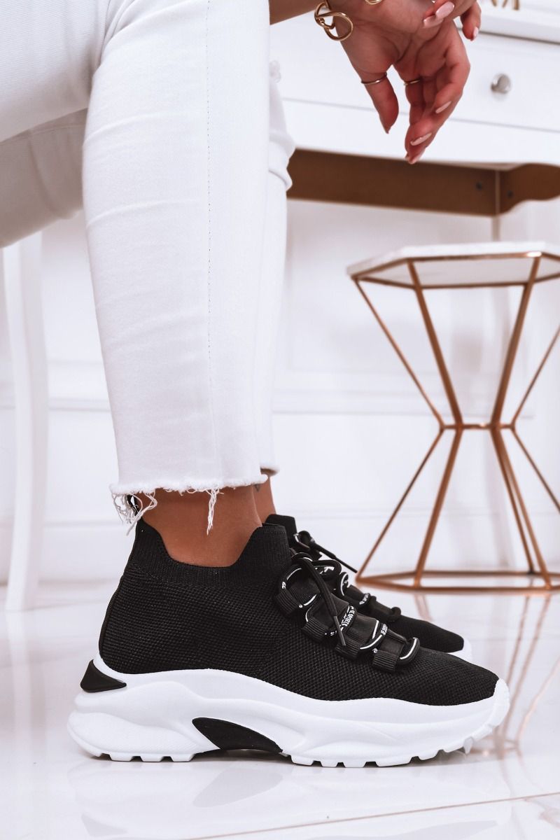Black soft fabric sneakers