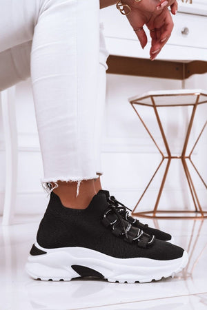 Black soft fabric sneakers