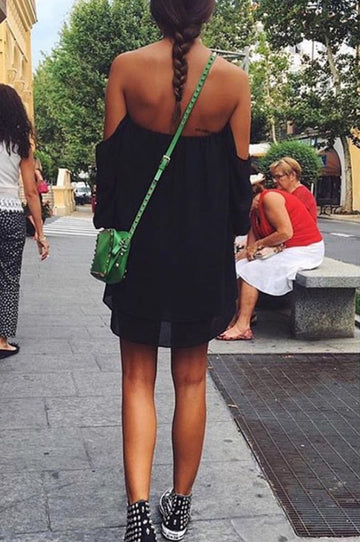 Strapless dress in black veil